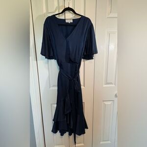 Chic Asymmetrical Navy Dress